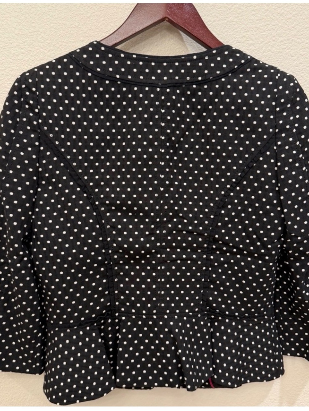 White House Black Market Black & White Polka Dot Cropped Jacket - Picture 6 of 6